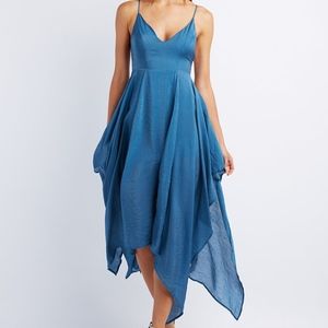 NWOT Satin Handkerchief Hem Maxi Dress